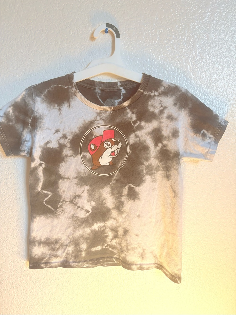 Kids Short-Sleeve Tie-Dye Tee with Character Logo - Brown & Cream